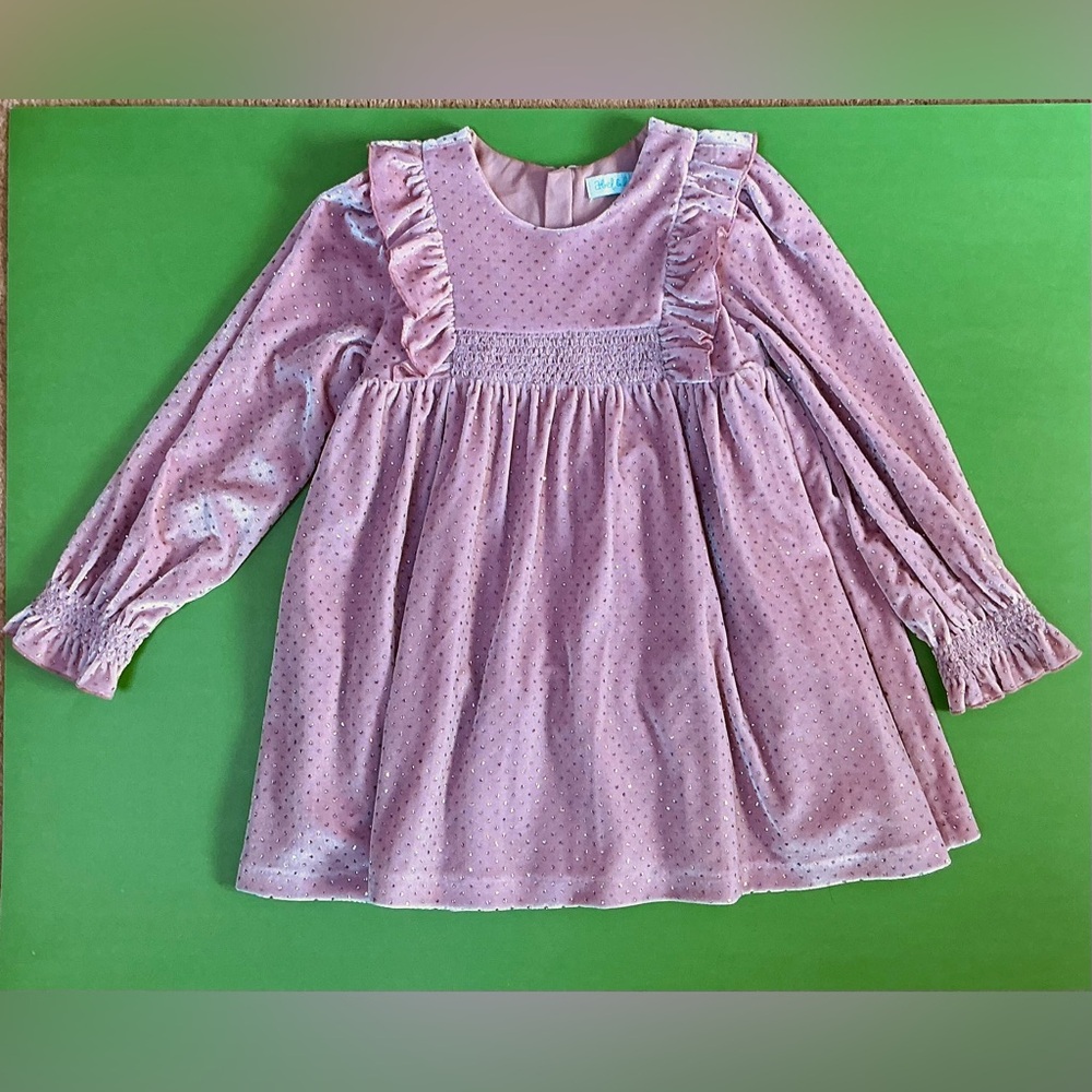 Mauve Sparkle Velvet Long-Sleeve Girls' Formal Dress 36 months 3T New Easter